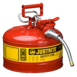 BIDON DE SEGURIDAD JUSTRITE ACCUFLOW TIPO II De ACERO ROJO CAP. 2.5 GAL C/MANGUERA DE 5/8